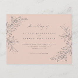 シンプル手描き緑の赤面ボタニカル結婚ズ インビテーションポストカード