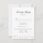 シンプル手描き花結婚写真 出欠カード (正面)