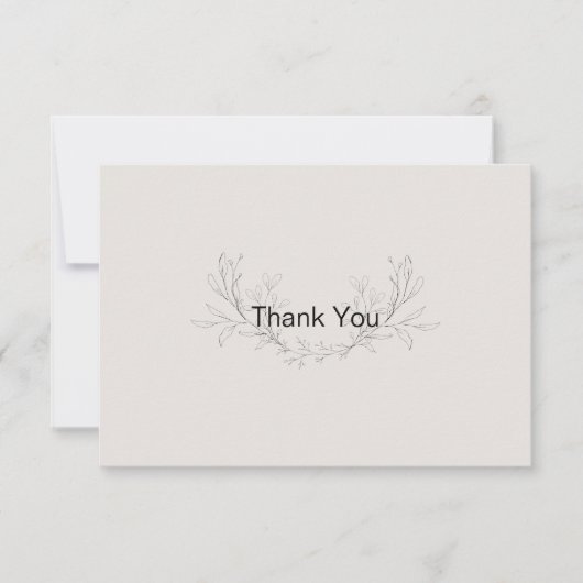 シンプル手描き葉家族の死ありがとう サンキューカード (正面)