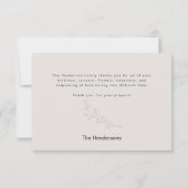 シンプル手描き葉家族の死ありがとう サンキューカード (裏面)