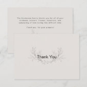 シンプル手描き葉家族の死ありがとう サンキューカード (正面/裏面)