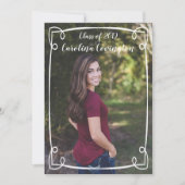 シンプル手描き額写真卒業 案内状 (正面)