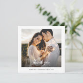 シンプル手文字の写結婚真 サンキューカード (スタンド正面)