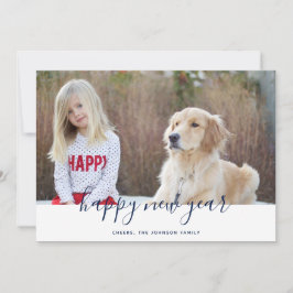 シンプル手書きの新年のおめでとう写真カード シーズンカード