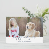 シンプル手書きの新年のおめでとう写真カード シーズンカード (スタンド正面)