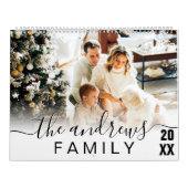 シンプル手書きエレガントスクリプトファミリの写真 カレンダー (カバー)