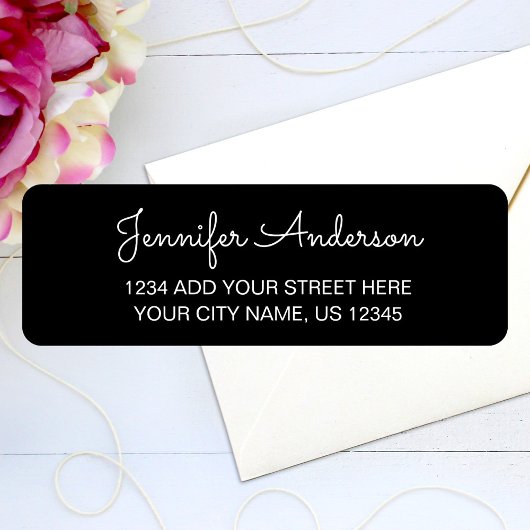 シンプル手書きエレガントスクリプト差出人住所 ラベル