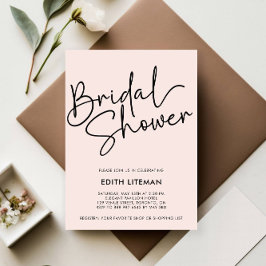 シンプル手書きスクリプエレガントトピンクブライダル 招待状