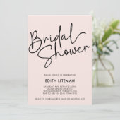 シンプル手書きスクリプエレガントトピンク写真 招待状 (スタンド正面)