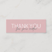 シンプル手書きスクリプトありがとうピンク スキニー名刺 (正面)