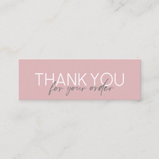 シンプル手書きスクリプトありがとうピンク スキニー名刺 (正面)