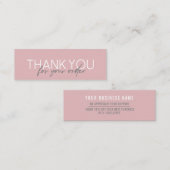 シンプル手書きスクリプトありがとうピンク スキニー名刺 (正面/裏面)