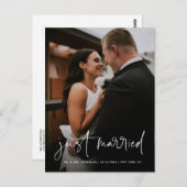 シンプル手書きスクリプトたった今結婚しました結婚の ポストカード (正面/裏面)