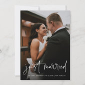 シンプル手書きスクリプトたった今結婚しました結婚の 案内状 (正面)