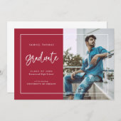 シンプル手書きスクリプトの卒業発表 セーブザデート (正面/裏面)