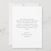 シンプル手書きスクリプトハートの結婚写真 サンキューカード (裏面)