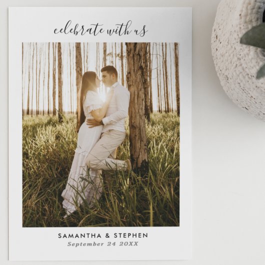 シンプル手書きスクリプトフォト結婚式招待状 招待状