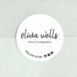 シンプル手書きスクリプトフォントソーシャルメディアのアイコン ラウンドシール