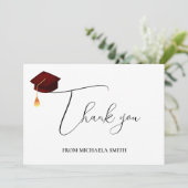 シンプル手書きスクリプトマルーン卒業 サンキューカード (スタンド正面)