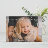 シンプル手書きスクリプト写真クリスマス シーズンカード (スタンド正面)