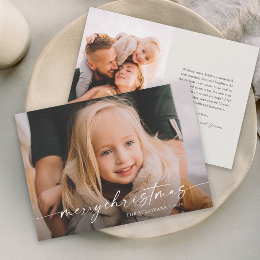 シンプル手書きスクリプト写真クリスマス シーズンカード