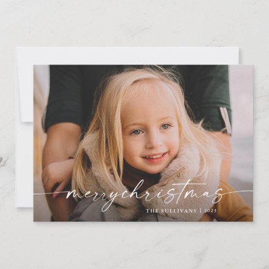 シンプル手書きスクリプト写真クリスマス シーズンカード (正面)