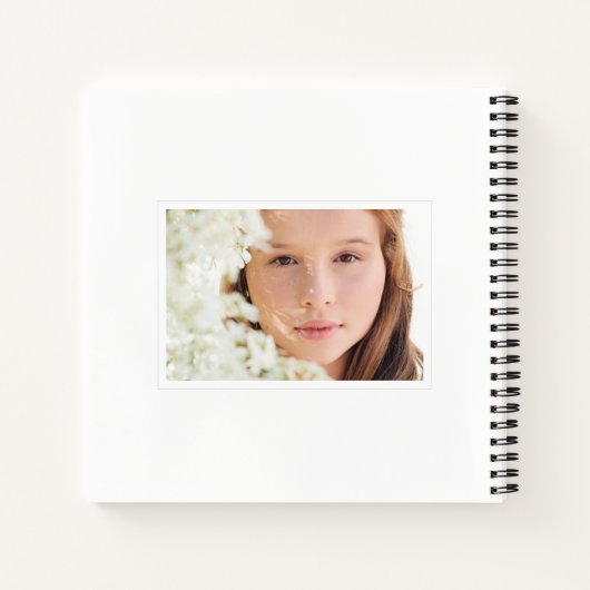 シンプル手書きスクリプト白写真卒業 ノートブック (裏面)