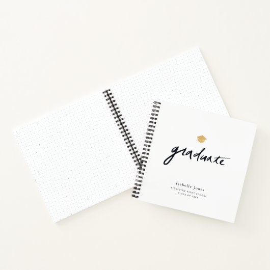 シンプル手書きスクリプト白写真卒業 ノートブック (内部)