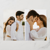 シンプル手書きスクリプト3 Photo日付を保存 箔招待状 (裏面)