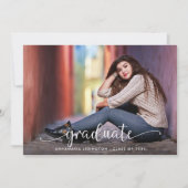 シンプル手書きスクリプモダント写真卒業 案内状 (正面)