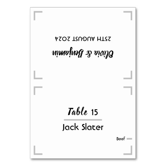 シンプル手書きスクリプ結婚トのテーブルカード テーブルナンバー (正面)