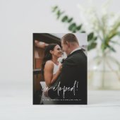 シンプル手書きスクリプ結婚トの行楽写真 ポストカード (スタンド正面)