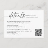 シンプル手書きスクリプ結婚トの詳細QRコード エンクロージャーカード (正面)