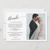 シンプル手書きスクリプ結婚ト写真 サンキューカード (正面)