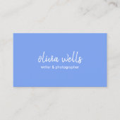 シンプル手書きタイポグラフィペリウィンクルブルー 名刺 (正面)