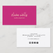 シンプル手書きタイポグラフィマゼンタピンク 名刺 (正面/裏面)