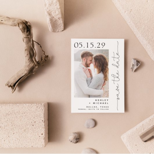 シンプル手書きタイポグラフィ5写真 セーブザデート