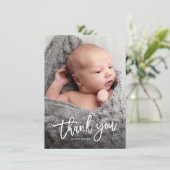 シンプル手書きベビー写真 サンキューカード (スタンド正面)