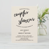 シンプル手書きモダンクリームカップルシャワー 招待状 (スタンド正面)