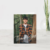 シンプル手書きモダン写真卒業 サンキューカード (正面)