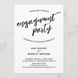 シンプル手書きモダン婚約パーティ 招待状