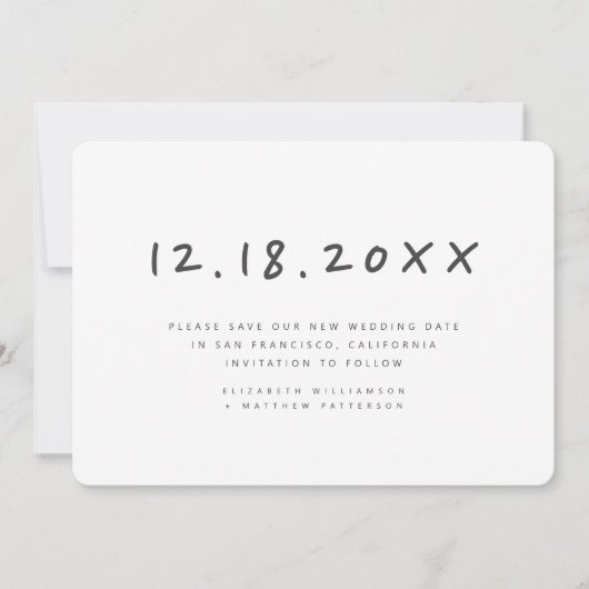 シンプル手書き再スケ結婚ジュール セーブザデート (正面)