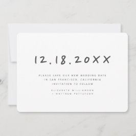 シンプル手書き再スケ結婚ジュール セーブザデート