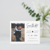 シンプル手書き写真日付の保存 案内ポストカード (スタンド正面)