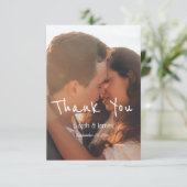 シンプル手書き写結婚真 サンキューカード (スタンド正面)