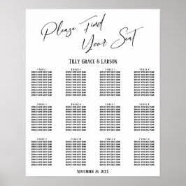 シンプル手書き披露宴座席表 ポスター