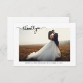 シンプル手書き文字のハートの結婚写真 サンキューカード (正面/裏面)