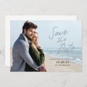 シンプル手書き日付の水平写真を保存 セーブザデート (正面/裏面)