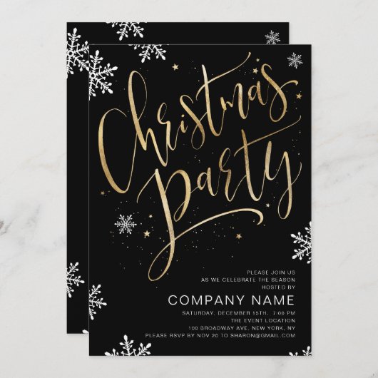 シンプル手書き書道クリスマスパーティー 招待状 (正面/裏面)