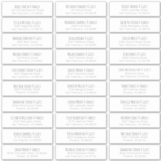 シンプル手書き結婚のゲスト名アドレス シール (正面)